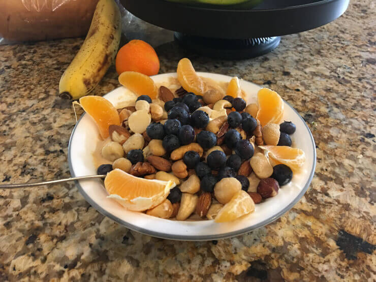 Blueberries and tangerine