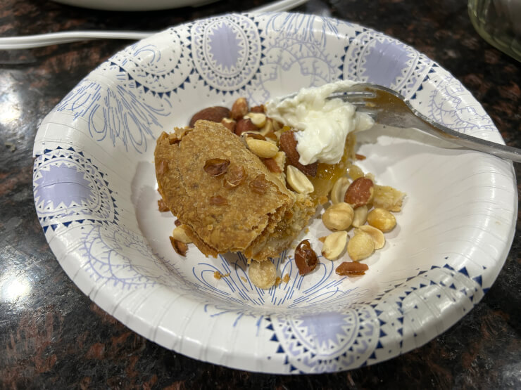 Peach pie Greek yogurt n nuts