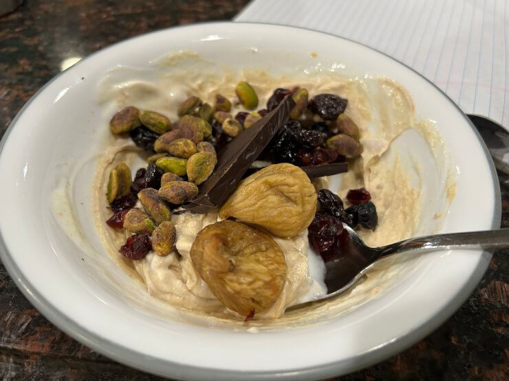 Date cherries chocolate pistachios