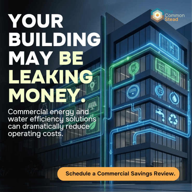 Your building may be leaking money. Commercial energy and water efficiency solutions can dramatically reduce operating costs. Schedule a Commercial Savings Review.